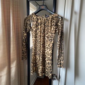 Leopard Mesh Bodycon Dress